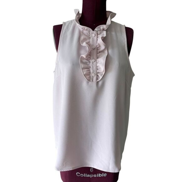 J.Crew Tops - J Crew Ruffled Sleeveless Top Blouse  size M Light Pink